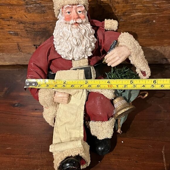 VTG Paper Mache Sitting SANTA CLAUS Christmas Decoration Primitive Folk Art - Picture 14 of 15